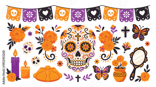 Dia de los Muertos Celebration Elements Set