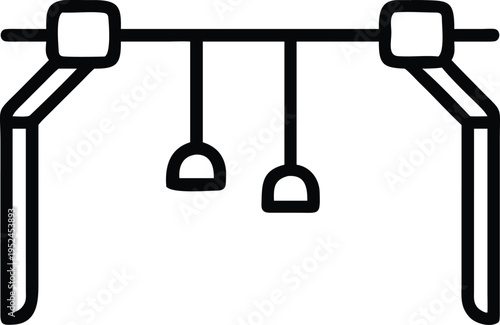 Pull up bar icon line art with hanging grips outline