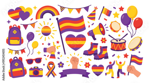 Pride Parade Celebration Elements Set