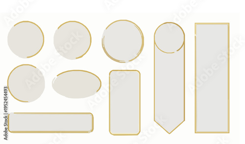 Luxury White Glossy Label Set with Golden Decorative Frames Vector Design