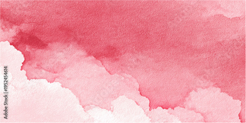 A dreamy watercolor cloudscape in varying shades of red. The ethereal design features soft, fluffy clouds.