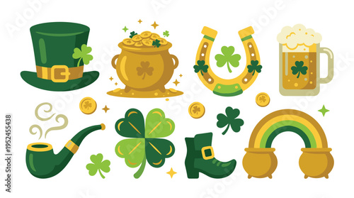 Saint Patricks Day Celebration Icons Set