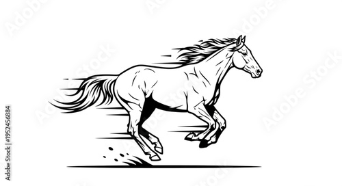 Dynamic Horse in Full Gallop - A Powerful Symbol of Freedom and Speed.