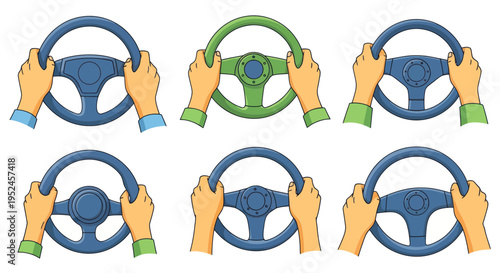 Hands Steering Multiple Car Wheels - Driving Control & Choice Concept