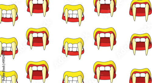 Vampire Fangs Pattern - Spooky Halloween Graphic Design Elements