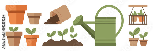 Home gardening vector icon pack - Ideal for landscape apps, gardening blogs, or nursery marketing.