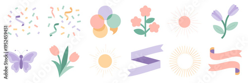 Colorful spring celebration bundle - Great for greeting cards, confetti-themed designs, or blog headers.