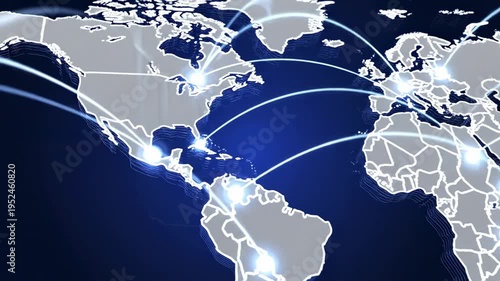 World map connection lines animated background with global network connectivity visualization and worldwide business communications