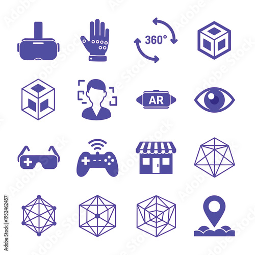 Augmented reality icons on white background