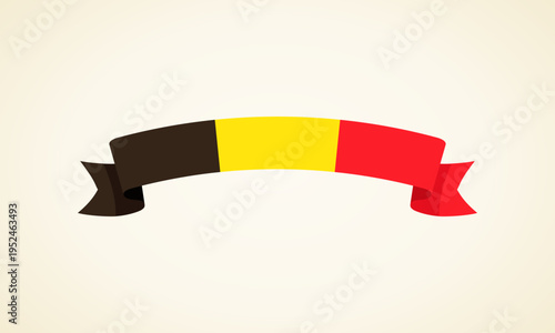 Ribbon with flag of Belgium in flat design style.