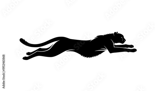 Running cheetah silhouette vector fast speed animal logo design isolated on white