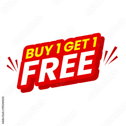 Buy 1 Get 1 Free offer banner, perfect for retail promotions, sales campaigns, and marketing design