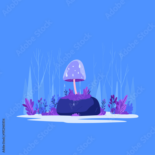 Bioluminescent Organism Sculpture in Tranquil Forest Clearing