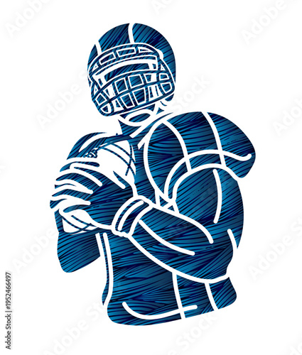 American Football Player Action Graphic Cartoon Sport  