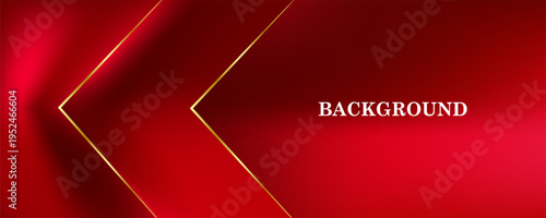 Red gradient digital background with flowing abstract patterns and golden geometric lines creating a luxurious modern design for tech presentations and creative projects. Vector Illustration.