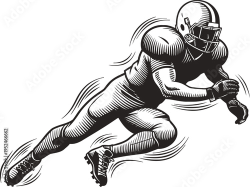 American football player running with ball in dynamic motion football athlete in full gear sprinting fiercely