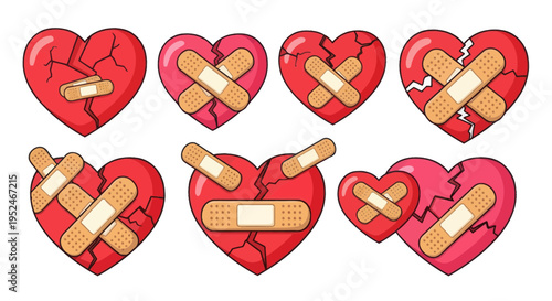 Broken Hearts Bandaged Collection - Symbolizing Healing, Love Loss, Recovery