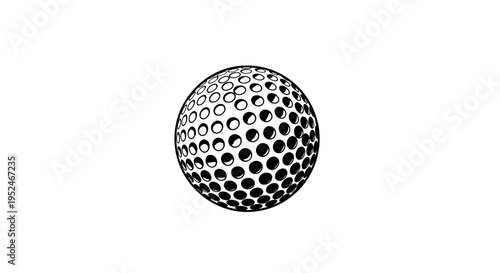 Close-up of a textured golf ball with dimples, isolated on a white background