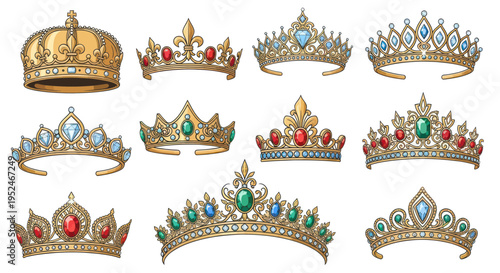 Collection of Royal Crowns and Tiaras with Jewels - Luxury Headwear