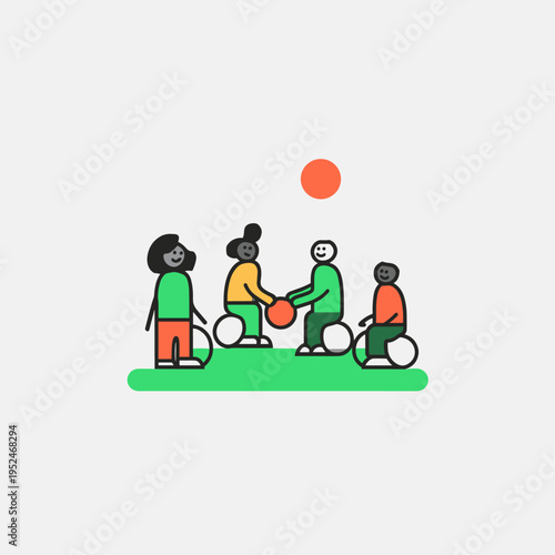 Diverse Community Playing Adaptive Sports in Urban Park