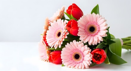 Beautiful pink and red flowers bouquet for mother's day gift ideas