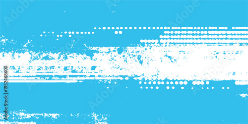 Abstract pixelated illustration of digital signal distortion, featuring a combination of blue and white colors and an artistic aesthetic. 