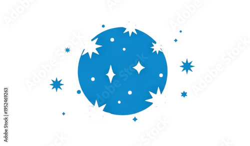 Stylized blue sky with stars vector design isolated on white background