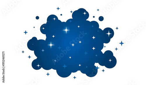 Title:
Blue night sky with stars vector illustration isolated on white background