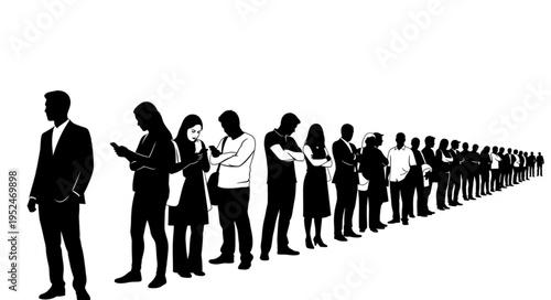 A long line of people waiting in a queue.