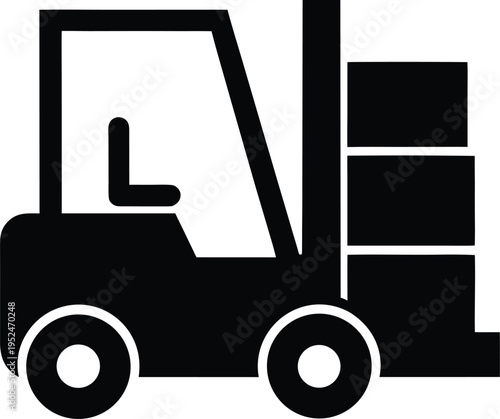 Forklift carrying cargo boxes industrial logistics icon