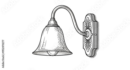 Vintage Wall Sconce with Bell-Shaped Shade and Ornate Backplate.