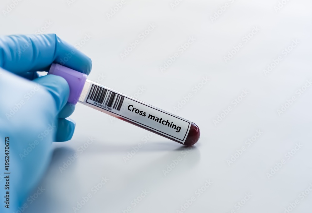 Fototapeta premium Blood sample tube for cross matching test analysis.