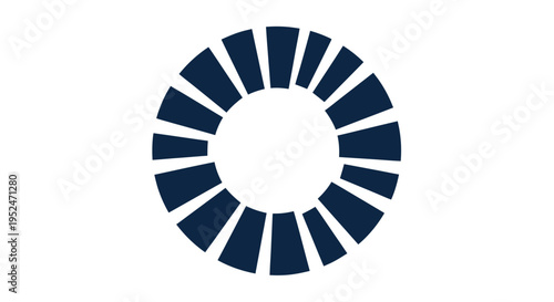 Abstract Circular Geometric Pattern, Radial Design, Modern Graphic Element, Dark Blue on White