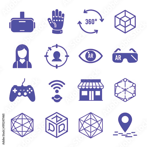 Augmented reality icons on white background