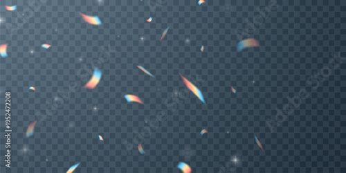Colorful light and confetti effects, zigzag falling from the top of the beam, swirl vector.