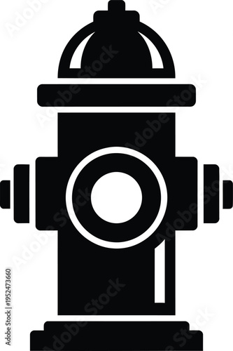 A simple black and white icon of a fire hydrant