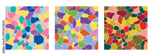 Colorful geometric retro patterns. Electric vibrant mosaic with vintage appeal. Dynamic luminous designs featuring retro inspired mosaics bursting with vibrant colors and lively contrasts