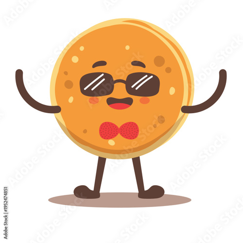Adorable pancake character with a cheerful smile, perfect for kids and food-themed designs