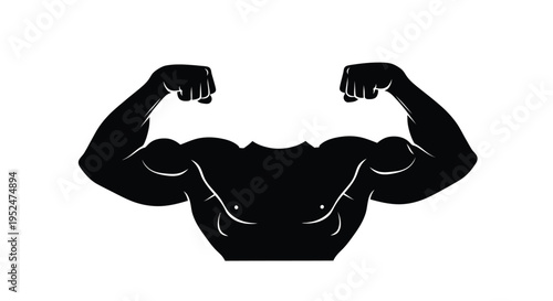 Silhouette of a muscular man flexing his biceps with confidence