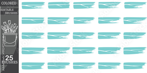 Set of 25 Colored Watercolor Brushes Vector