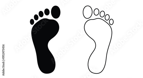 Black and white illustrations depicting a human foot and its outline