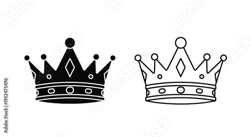 Two black and white crown icons with different stylistic details