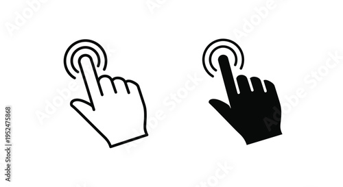 Two hand icons depicting a finger pressing or touching a button