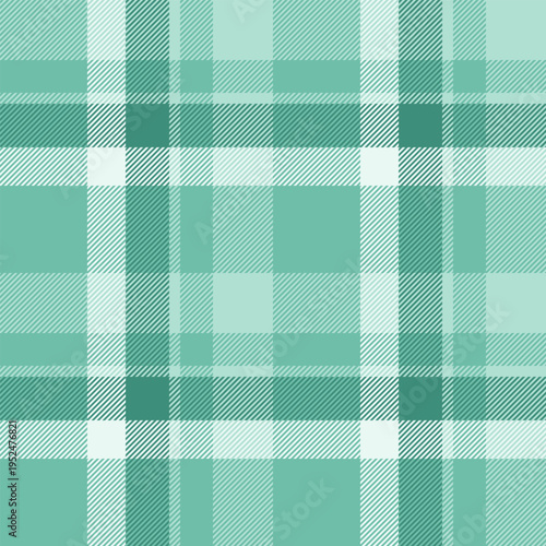 Panjabi textile check tartan, attire seamless plaid texture. Duvet fabric pattern background vector in teal and light colors.