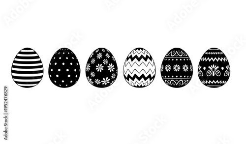 Black and white Easter eggs icon set minimal vector illustration for holiday decoration