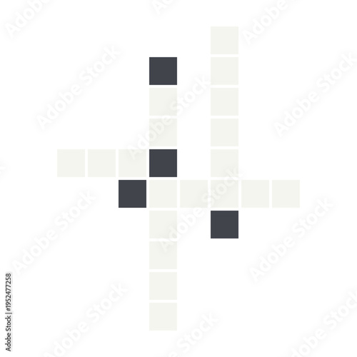 Flat Design Crossword Puzzle Game Elements, Abstract Crossword Grid and Puzzle Icons
