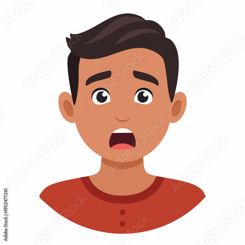 Surprised young man with wide eyes and open mouth