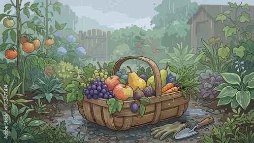 Fresh Garden Harvest Basket, Organic Produce, Healthy Eating, Summer Bounty, Backyard Farming