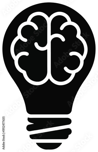Light bulb with human brain silhouette inside for creative ideas and knowledge