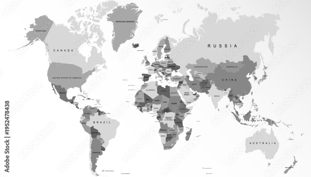 Fototapeta premium World map. Grey modern vector map. Silhouette map.